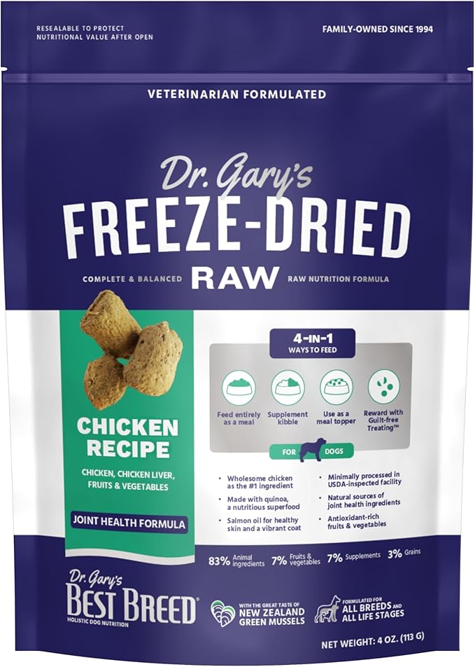 Best Breed Dr. Gary's Freeze-Dried Raw Food, Topper and Treat: Chicken Recipe - 4 oz.-PawvioPets