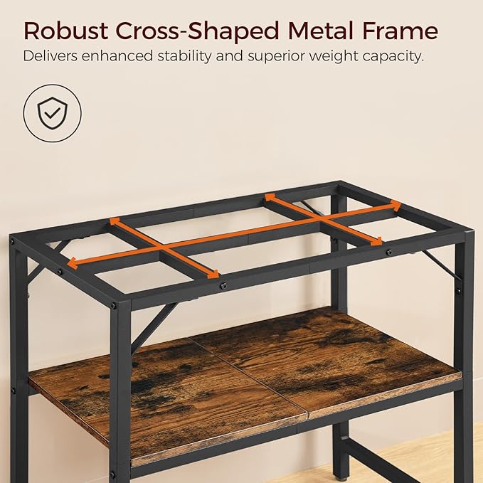 40-50 Gallon Fish Tank Stand, Aquarium Stand with 2-Tier Storage Shelves, Heavy Duty Breeder Turtle Terrarium Stand Rack for Home Office, 36.2" L x 18.9" W x 24.4" H, Rustic Brown FTHR4001-PawvioPets