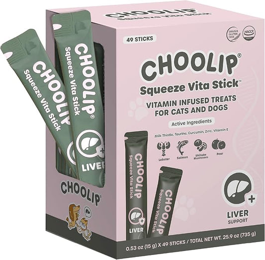 Grab & Go Squeeze Vita Stick Lickable Treats for Dogs & Cats. 49 Liver Support Sticks with Essential multivitamins. Soft and Tasty Paste for All Life Stages, Supporting Liver Health-PawvioPets