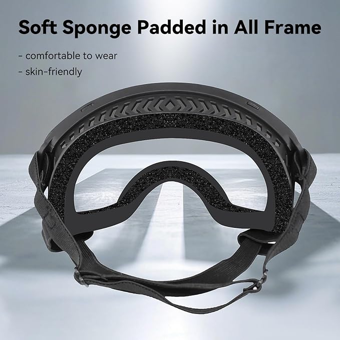 Dog Sunglasses UV Protection Clear Dog Goggles Windproof Glasses with Elastic Straps for Medium-Large Breed, Black Frame + Clear Lens-PawvioPets