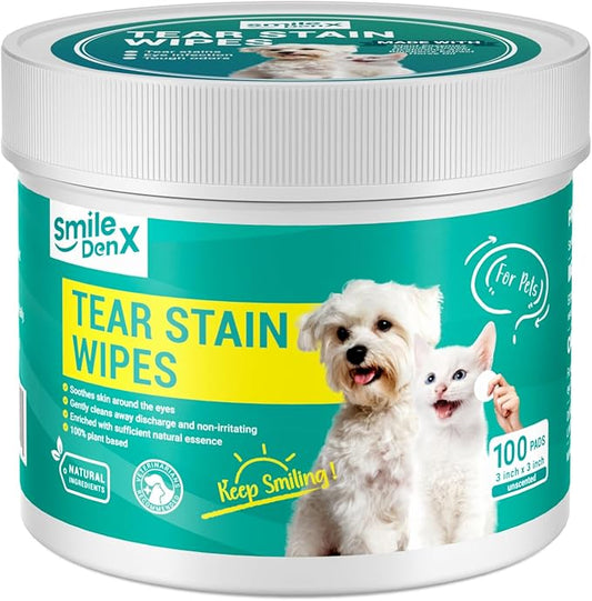 Dog Eye Wipes, Gentle Eye Wipes for Dogs & Cats, Pet Eye Cleaner Wash Removes Discharge, Crust, Debris, and Gunk (100, Unscent)-PawvioPets