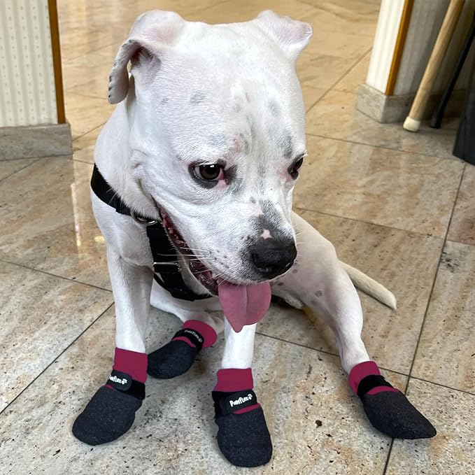 Double Dipped Thick Textured Waterproof Cotton Dog Socks | PawFlex Comfy Pawz Soft Indoor/Outdoor Pet Booties | Non-Slip Silicone Grip at Inner Wrist for No Twisting or Sliding Off| Adjustable Strap-PawvioPets