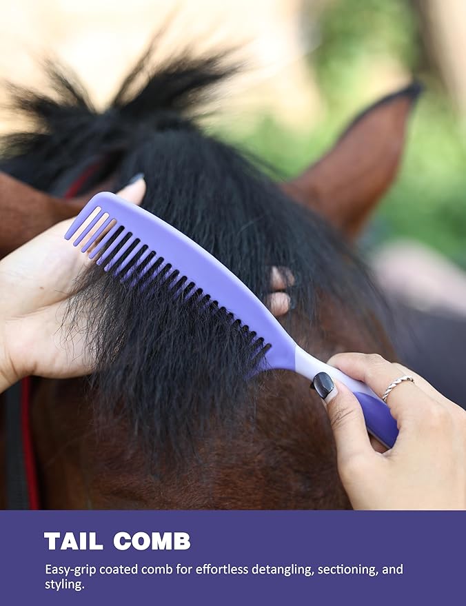 11PCS Horse Grooming Kit Curry Comb Sweat Scraper Horse Bathing Supplies Grooming Tools with Storage Bag Sugar Taro-PawvioPets