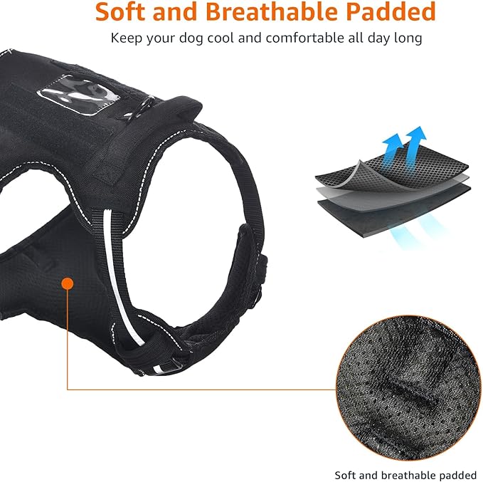 Amazon Basics No Pull Dog Harness, Adjustable Front Clip, Tactical Vest, Small, Black-PawvioPets