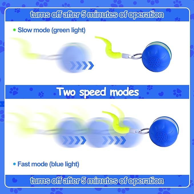 AIERSA Interactive Cat Toys for Indoor Adult Cats, Automatic Self-Play Cat Ball Toy for Kitten to Keep Them Busy, Electric Moving Chase Toy (Blue)-PawvioPets