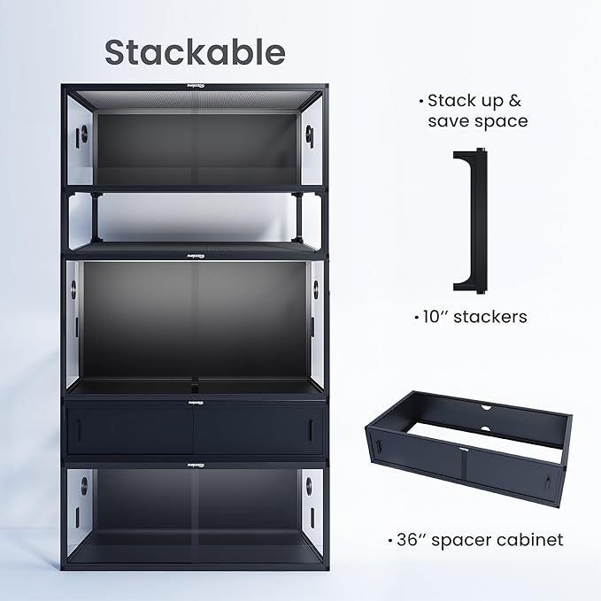50 Gallon Bearded Dragon Tank, Reptile Enclosure for Easy Maintenance, Front Opening Reptile Tank with Top Screen Ventilation & Glass Sliding Door 36''x18''x18''-PawvioPets