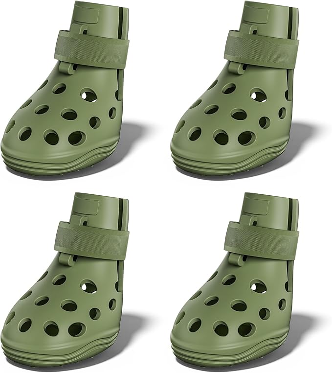 Dog Shoes for Hot Pavement, Breathable Dog Boots Paw Protectors with Adjustable Straps & Non-Slip Sole, Easy On & Off, Waterproof, Easy-Cleaning Silicone Outdoor Dog Booties for Beach and Snow-PawvioPets