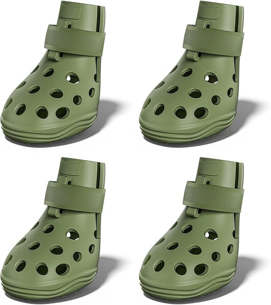 Dog Shoes for Hot Pavement, Breathable Dog Boots Paw Protectors with Adjustable Straps & Non-Slip Sole, Easy On & Off, Waterproof, Easy-Cleaning Silicone Outdoor Dog Booties for Beach and Snow-PawvioPets