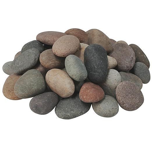 40lbs Large River Rocks for Landscaping, 3-4 Inch Natural Unpolished Bulk Pebbles, Hand-Picked Premium Stones for Garden Design Fish Tank, Flower Pots, Pathways and Backyard, Mixed Color-PawvioPets