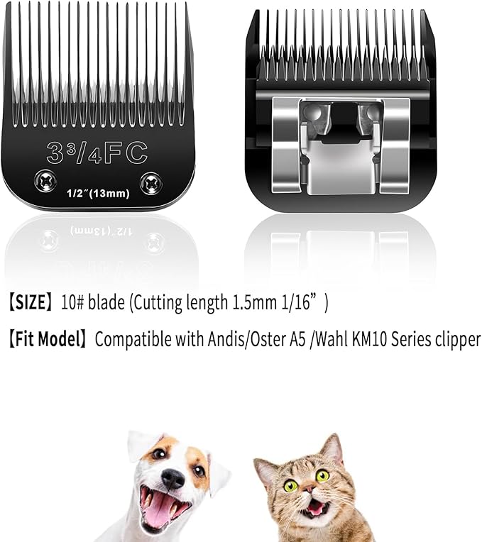 3FC Blades Dog Grooming Blades Compatible with Andis/Oster A5/Wahl KM-10 Series Dog Clippers,Detachable Clipper Replacement Blade,Black (3FC/3PCS)-PawvioPets
