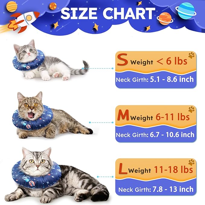 Cat Cone Collar Soft, Waterproof Cat Recovery Collar for Wound Healing Cute Donut Adjustable Kittens Cones to Stop Licking Comfortable Neck Elizabethan Collars for Cats Kittens After Surgery-PawvioPets
