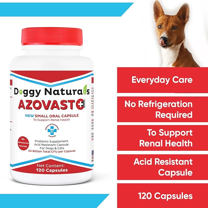 Azovast Plus Kidney Health Supplement for Dogs & Cats, 720ct - NO Refrigeration Required - Help Support Kidney Function & Manage Renal Toxins - Renal Care Supplement Capsule(U.S.A)(720 Caps)-PawvioPets