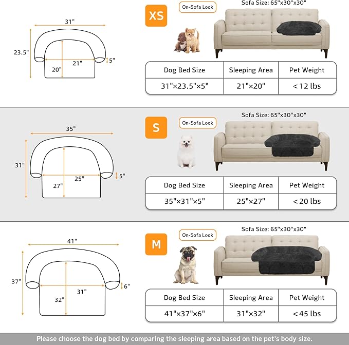 Calming Dog Bed Fluffy Plush Dog Mat for Furniture Protector with Removable Washable Cover for Large Medium Small Dogs and Cats (Small(35x31x5), Dark Grey)-PawvioPets