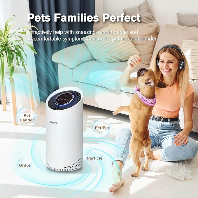 Air Purifiers for Home Large Room Up to 1375 ft², 4-in-1 True HEPA Air Purifier for Pets Hair Dander Pollen Smoke Cooking Pet Smell. CADR 187 m³/h, Air Cleaner for Bedroom Nursery Living Room-PawvioPets
