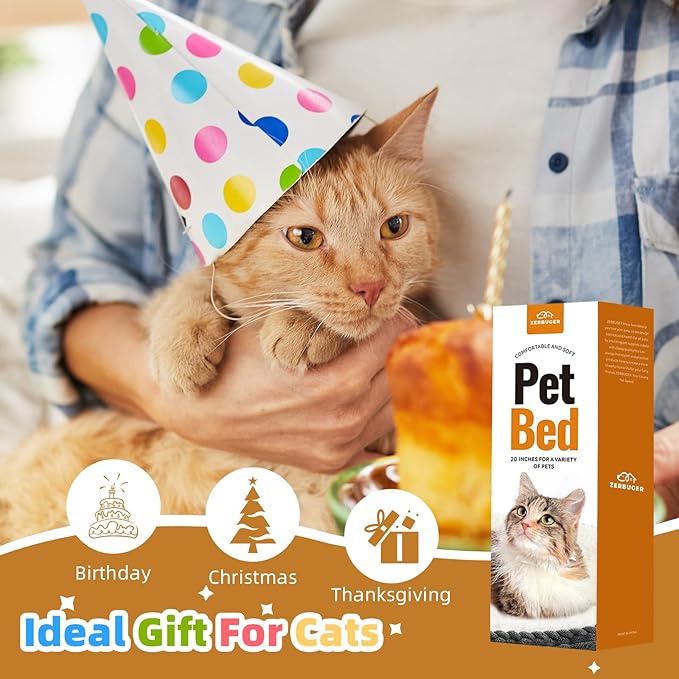 20in Cream Round Cat Dog Bed Gift for Large Medium Small Dogs Cats, Machine Washable Sleeping Sofa, Non-Slip Bottom Breathable Soft Calming Pet Cuddler for Indoor/Outdoor/Car/Cage-PawvioPets