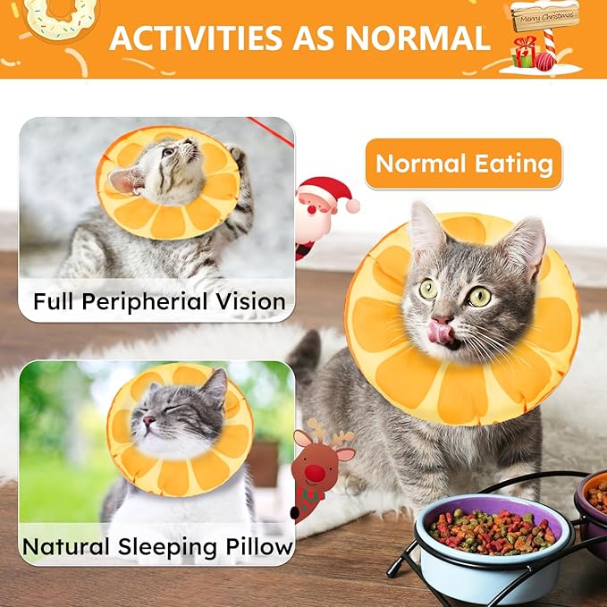 Cat Cone Collar Soft, Waterproof Cat Recovery Collar for Wound Healing Cute Donut Adjustable Kitten Cones to Stop Licking Comfortable NEC Elizabethan Collars for Cats Kittens After Surgery-PawvioPets