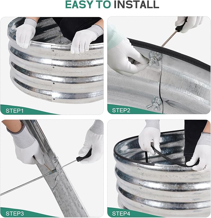 Galvanized Raised Garden Bed - 8×2×1ft Planter Raised Beds for Gardening | Oval Metal Garden Planter Box with Safety Edging and Bracing Rods for Vegetables Fruits and Flowers - Silver-PawvioPets