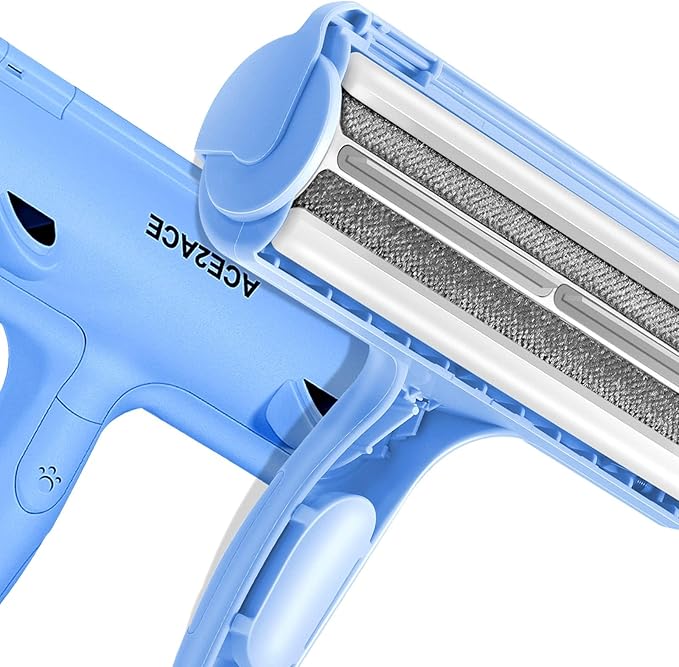 ACE2ACE Pet Hair Removal Tool, Lint Roller Brush for Cats and Dogs, Reusable Self Clean Pet Fur Remover, Pet Hair Remover for Laundry, Carpet, Furniture, Couch, Sofa and Bedding (Blue)-PawvioPets