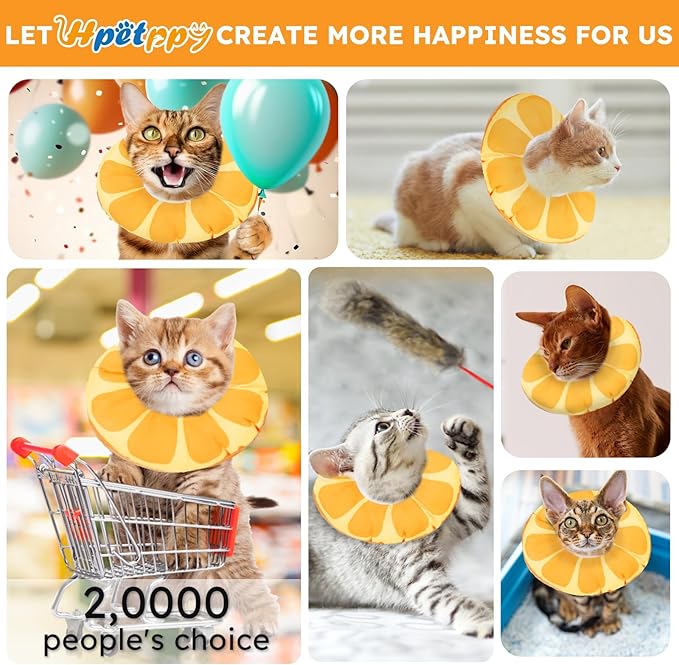 Cat Cone Collar Soft, Waterproof Cat Recovery Collar for Wound Healing Cute Cat Donut Adjustable Cat Cones to Stop Licking Comfortable Neck Elizabethan Collars for Cats Kittens After Surgery-PawvioPets