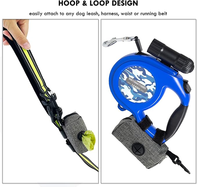 (2 Pack) Dog Poop Bag Holder for Leash,Doggie Waste Bag Dispenser Small Doggy Poop Bag Zipper Pouch with Carabiner Clip, Leash Attachment Holder for Pet Puppy Poop Bags-PawvioPets