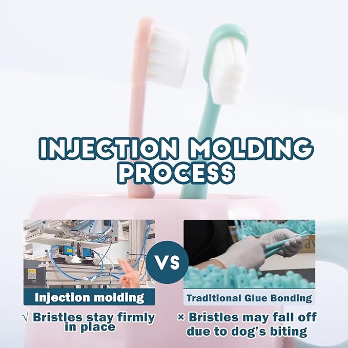 Dog Toothbrush Kit 2 Pack, Ultra Soft Pet Tooth Brush for Medium to Large Dogs & Cats, Animal Teeth Brushing Kit for Easy Dental Cleaning, 2 Pcs, Green-PawvioPets