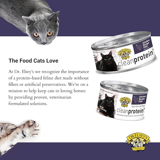 Dr. Elsey's cleanprotein Chicken Recipe Wet Cat Food, Pate 5.3 oz cans (Pack of 24)-PawvioPets