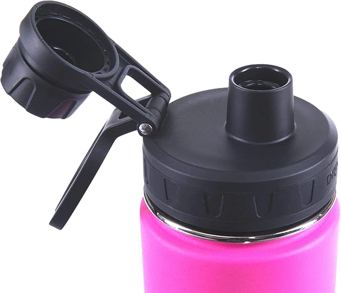 DRINCO Stainless Steel Water Bottle Spout Lid Vacuum Insulated Double Wall Water Bottle Wide Mouth (40oz 32oz 22oz 18oz 14oz) Leak Proof Keep Cold Sport Camping Hiking (22 oz, 22oz Island Pink)-PawvioPets