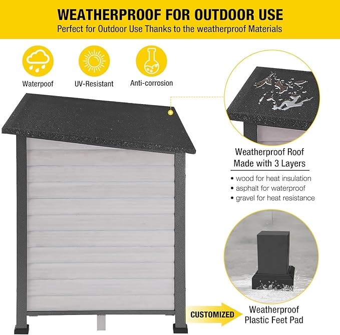 Aivituvin Large Dog House Outdoor Indoor Weatherproof Dog House for Small & Medium & Large Dogs with Unique All-Around Iron Frame＆Raised Feet（White）-PawvioPets