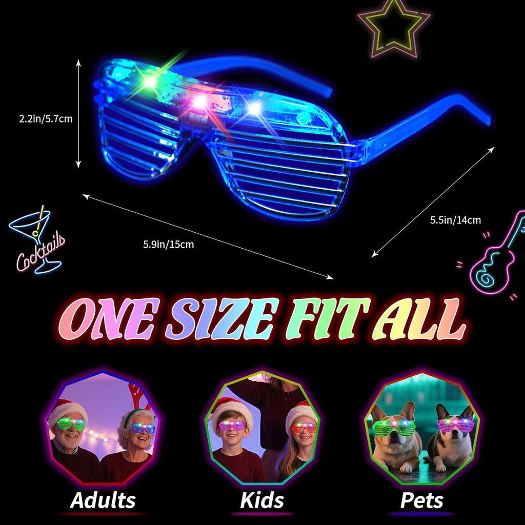 108 PCs LED Glasses,Light Up Glasses,Glow Glasses Glow In The Dark Party Supplies Suitable For Kids/Adults, 3 Light up Modes, 5 Neon Colors Rave Party,Wedding, Birthday, Concert, New Year, Carnival