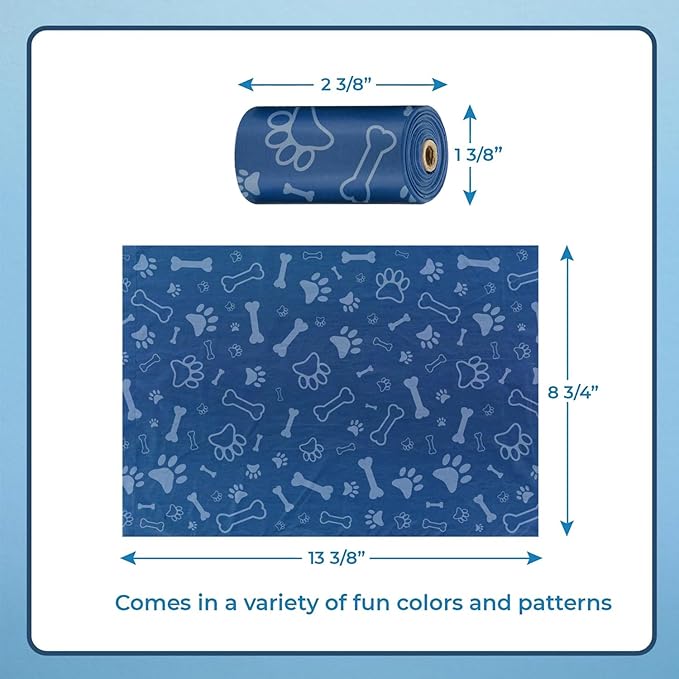 Best Pet Supplies Dog Poop Bags (240 Bags) for Waste Refuse Cleanup, Doggy Roll Replacements for Outdoor Puppy Walking and Travel, Leak Proof and Tear Resistant, Thick Plastic - Royal Blue-PawvioPets