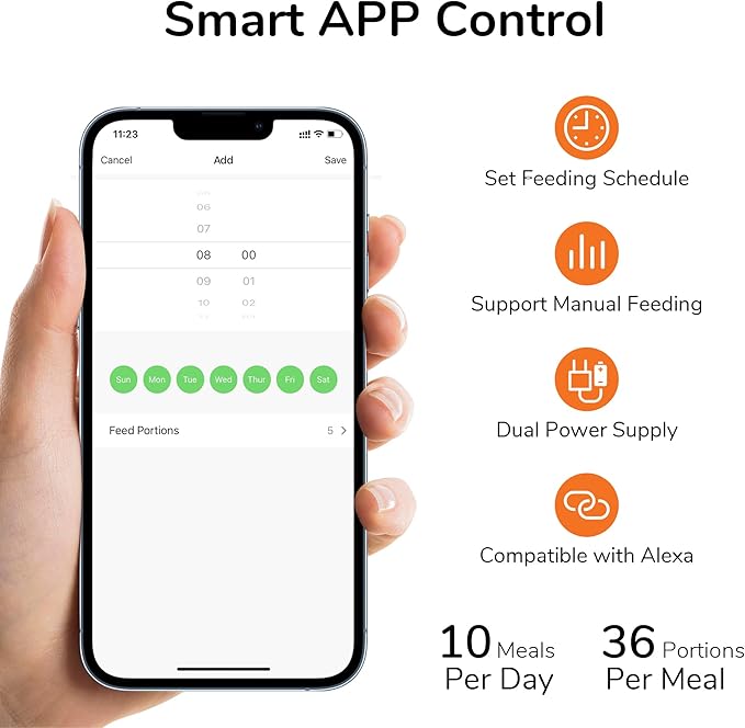 FUKUMARU Automatic Cat Feeder, 4L Dog Feeders with Double Bowls, Support DIY Meals and Timed Control WiFi Cat sFood Dispenser, Suit for Most Pet Food-PawvioPets