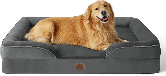 Bedsure Orthopedic Dog Bed for Extra Large Dogs - XL Plus Waterproof Dog Sofa Beds, Supportive Foam Pet Couch Bed with Removable Washable Cover, Waterproof Lining and Nonskid Bottom, Dark Grey-PawvioPets