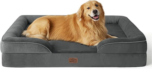 Bedsure Orthopedic Dog Bed for Extra Large Dogs - XL Plus Waterproof Dog Sofa Beds, Supportive Foam Pet Couch Bed with Removable Washable Cover, Waterproof Lining and Nonskid Bottom, Dark Grey-PawvioPets