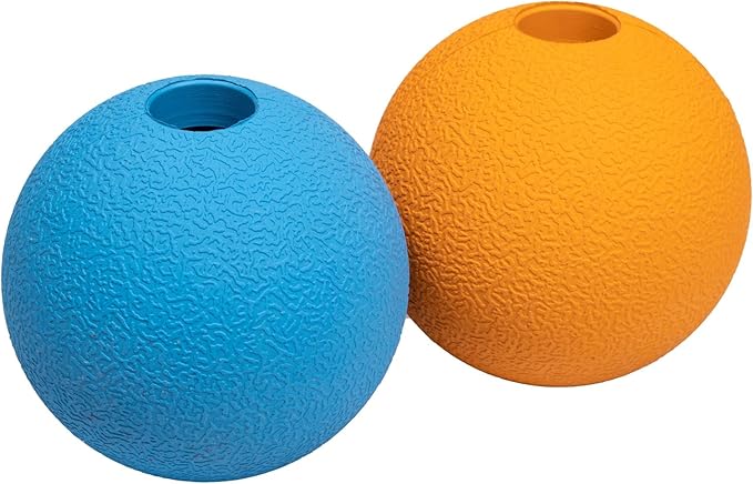 Amazon Basics Dog Toys, Interactive Fetch Rubber Balls, (Pack of 2), 3 inch, Blue, Orange-PawvioPets