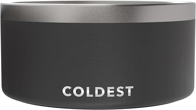 Coldest Dog Bowl - Anti Rust Metal, Non Slip, 3 Layers Insulated Stainless Steel Dog Bowls - Spill Proof & Heavy Duty - Water Bowl for Dogs, Cats & Pets, Dish Washer Safe (200 oz, Stealth Black)-PawvioPets