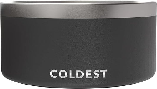 Coldest Dog Bowl - Anti Rust Metal, Non Slip, 3 Layers Insulated Stainless Steel Dog Bowls - Spill Proof & Heavy Duty - Water Bowl for Dogs, Cats & Pets, Dish Washer Safe (200 oz, Stealth Black)-PawvioPets