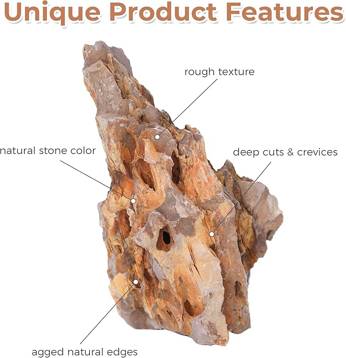 6-8 Inches Natural Dragon Stone 6 PCS Aquarium Rocks for Aquascaping, Aquarium Landscaping, Terrariums, Fish Tank Decoration, Vivariums, Paludarium, Reptile and Amphibian Enclosures-PawvioPets