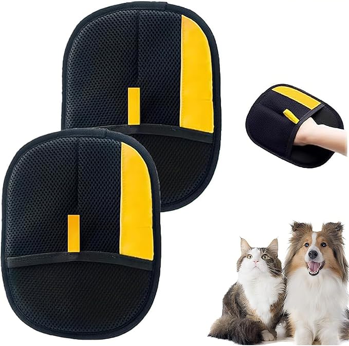 2 PCS Electrostatic Gloves Pet Hair Removal, 2025 New Upgrade Pet Hair Remover Glove Washable Reusable Dogs Cats Hair Gloves Animal Fur Removal Tool for Clothes Furniture Carpet Curtain Bed Sheets-PawvioPets
