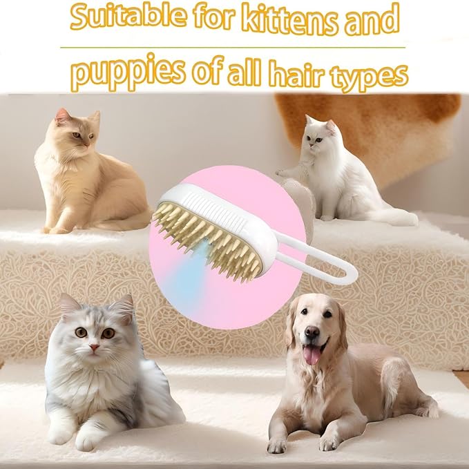 Cat Hair Brush, Dog Hair Brush, Cat Steam Brush, Rechargeable Steam Brush for Cats and Dogs, Skin Friendly Deshedding Grooming Tool for Dogs Cats With Pet Supplies Accessories-PawvioPets