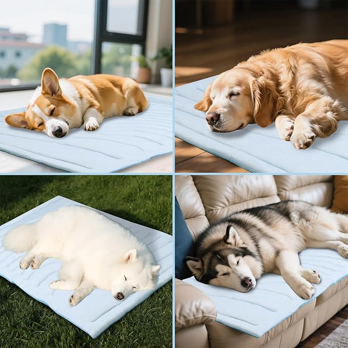 BECEMURU Dog Cooling Mat - 48" x 28" Thickening Cooling Pad Blanket for Crate, Kennel, Bed, Sofa - Machine Washable, Durable, Non-Gel - Keep Your Pet Cool and Comfortable-PawvioPets