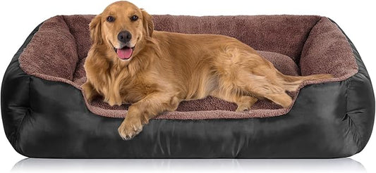 Dog Beds for Extra Large Dogs, Rectangle Washable Pet Bed with Sides, Big Dog Couch Bed with Non-Slip Bottom-PawvioPets