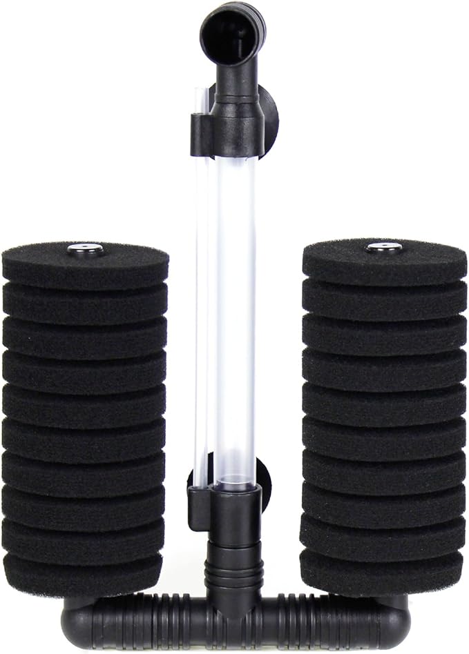 AQUANEAT 1 Pack Double Bio Sponge Filter, for Fry, Betta, Shrimp, Nano, Aquarium Fish Tank (Middle up to 55Gal)-PawvioPets
