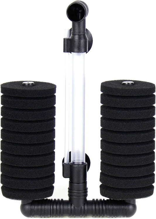 AQUANEAT 1 Pack Double Bio Sponge Filter, for Fry, Betta, Shrimp, Nano, Aquarium Fish Tank (Middle up to 55Gal)-PawvioPets