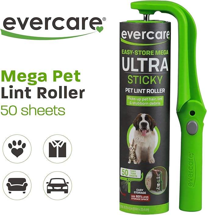 Evercare Easy-Store Mega 50 Layer Handheld Pet Lint Roller-PawvioPets