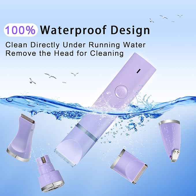 Dog Grooming Clippers Kit-Electric Rechargeable Cat Trimmer Tools-Cordless Quiet Pet Nail Paw Grinder-4 in 1 Multifunctional Low Noise Shaver-Razor for feet Face Ears Toenail Eye-PawvioPets