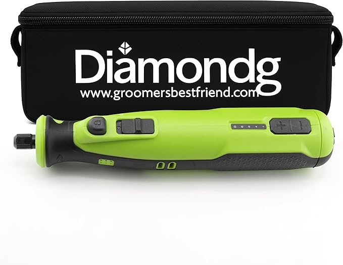 Diamondg Cordless Dog Nail Grinder with Quiet Sound & LED Tip for Large & Small Dogs, 4hrs. Runtime - Electric Dog Nail Trimmer, Heavy Duty Rotary Tool Alternative to Toenail Clippers & Filers-PawvioPets
