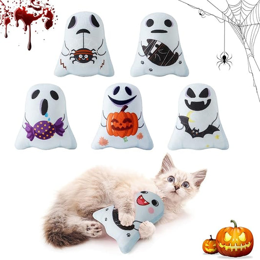 Dorakitten Catnip Toys Interactive Cat 5PCS Cats Chew Plush Ghost Toys & Pet Stuffed Nip Pillow & Kitten Best Kicker Toy Cute and Soft Teething Supplies for Moving Kitty Indoor-PawvioPets