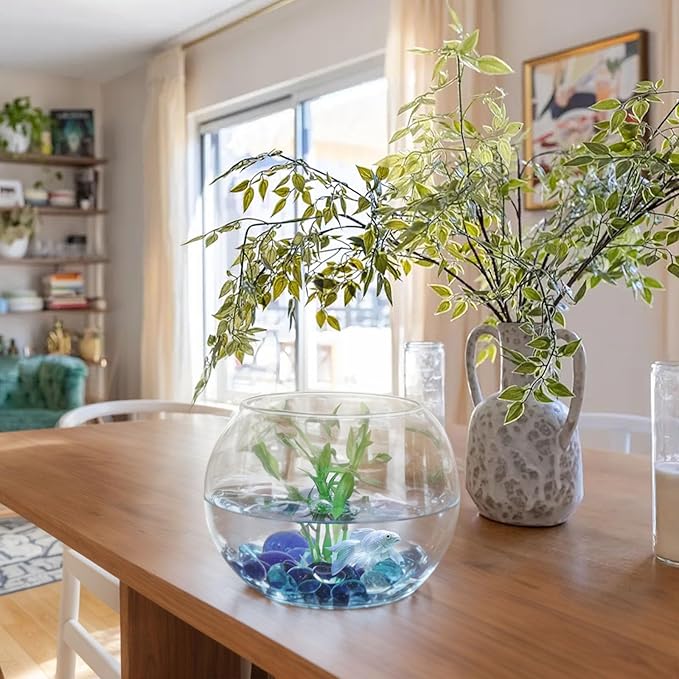 FUTUREPLUSX 0.97 pounds, Flat Glass Marbles, Blue Mixed Gemstone Vase Fillers Beads Decorative Glass Pebbles Floral Fish Tank Rocks for Vases Table Scatter Aquarium Decor-PawvioPets