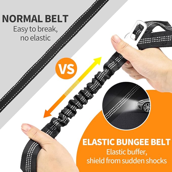 3 Piece Dog Car Seat Belt Set - Retractable Adjustable Pet Seatbelts for Vehicle Headrests - Heavy Duty, Elastic & Durable Car Harness for Dogs-PawvioPets