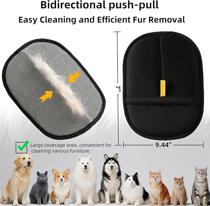 3Pcs Electrostatic Pet Hair Removal Gloves for Cats&Dogs,2025 New Upgraded Reusable Quick De-Shedding Grooming Gloves, Animal Fur Remover Tool for Couch,Carpet,Furniture,Car Seat,Clothing,Curtain-PawvioPets